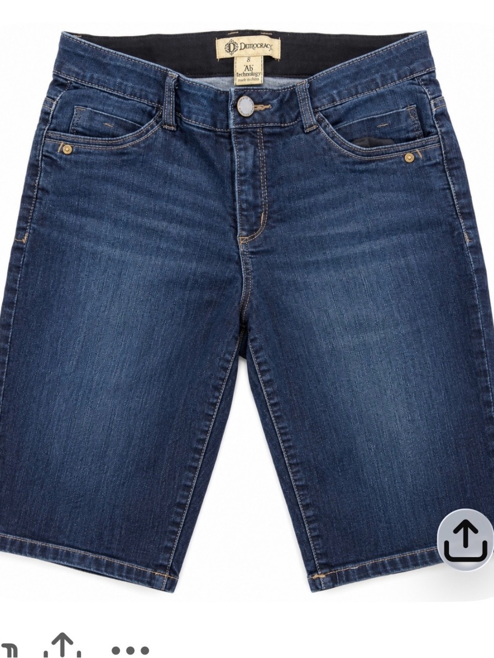Democracy Ab Solution Bermuda Denim Shorts Women’s 8 Dark Wash 12” Inseam